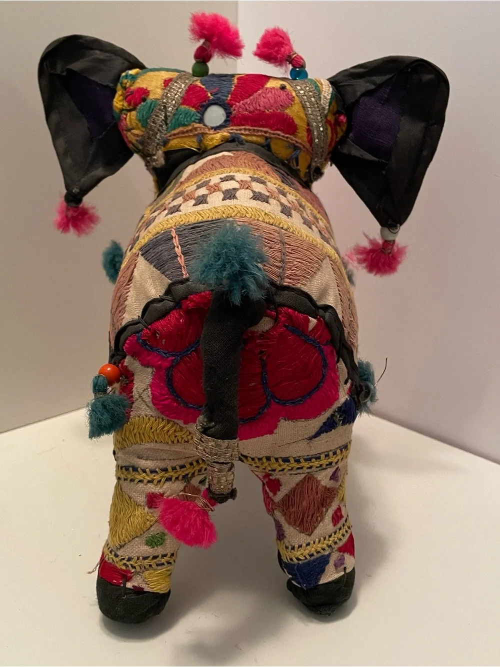 Vintage Handcrafted Rajasthani Patchwork Elephant Cotton Embroidery India 9”